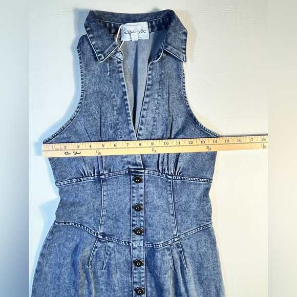 Selfie Leslie Side Zip Blue Denim Mini Sleeveless Dress Small NWT - Picture 9 of 14